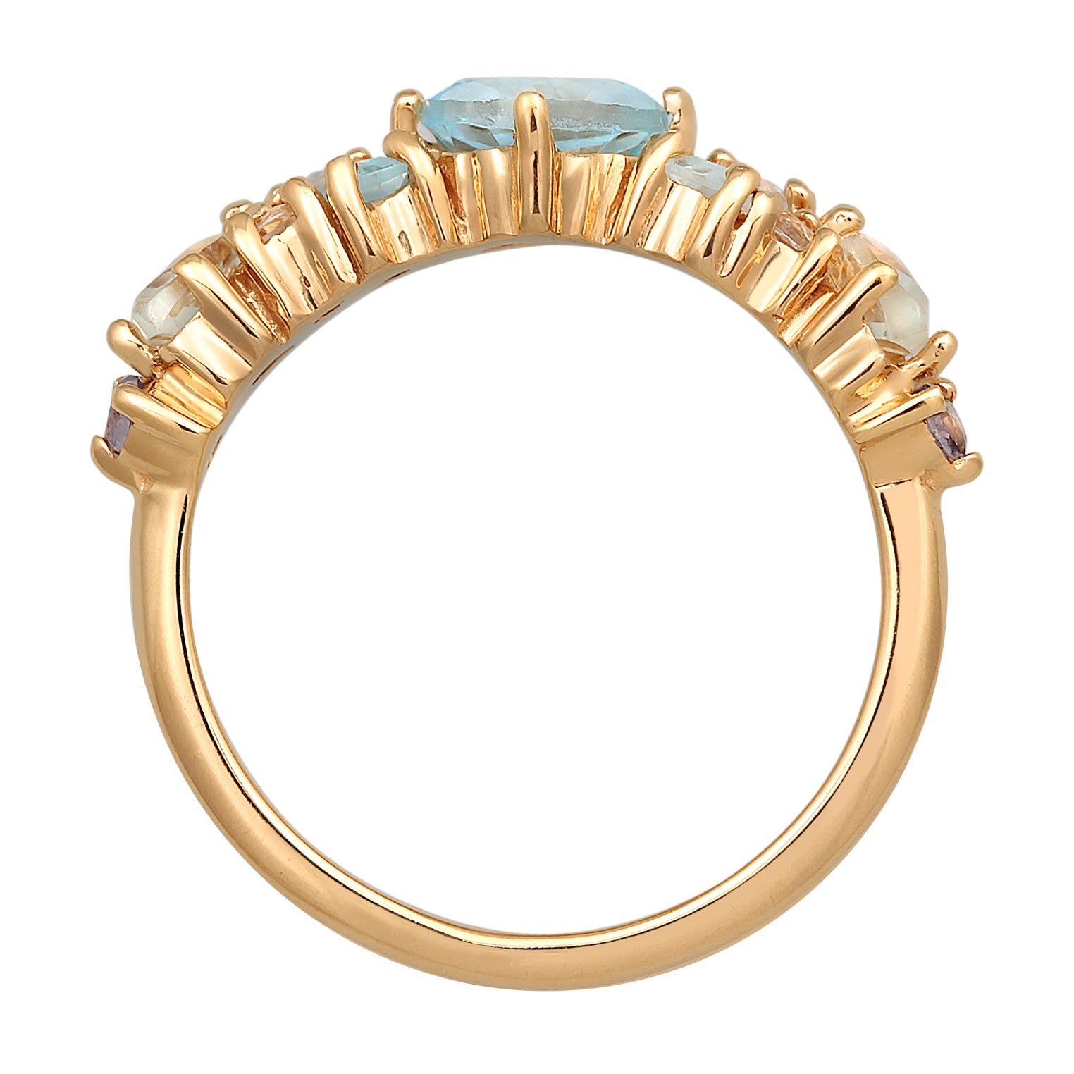 Gold - Elli PREMIUM | Ring Glamourös | Topas, Mondstein, Amethyst (Bunt) | 925er Sterling Silber vergoldet