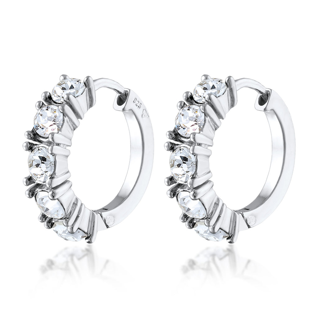 Weiß - Elli | Creolen Basic | Mit Kristallen von Swarovski® (Blau) | 925er Sterling Silber