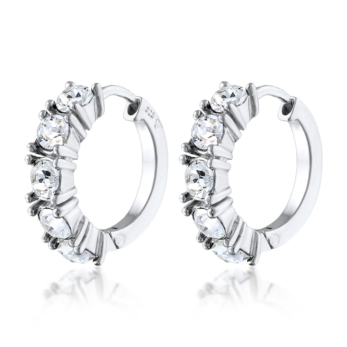 Weiß - Elli | Creolen Basic | Mit Kristallen von Swarovski® (Blau) | 925er Sterling Silber