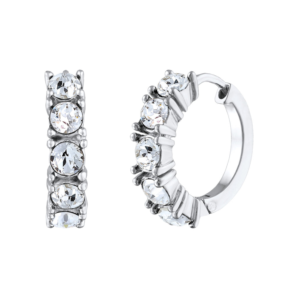 Weiß - Elli | Creolen Basic | Mit Kristallen von Swarovski® (Blau) | 925er Sterling Silber