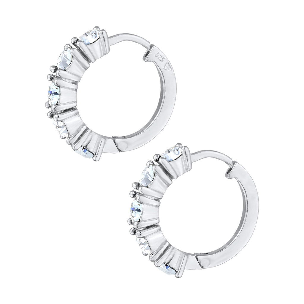 Weiß - Elli | Creolen Basic | Mit Kristallen von Swarovski® (Blau) | 925er Sterling Silber