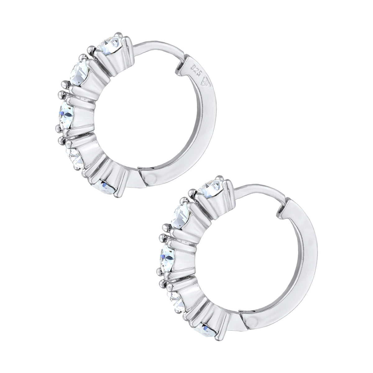Weiß - Elli | Creolen Basic | Mit Kristallen von Swarovski® (Blau) | 925er Sterling Silber