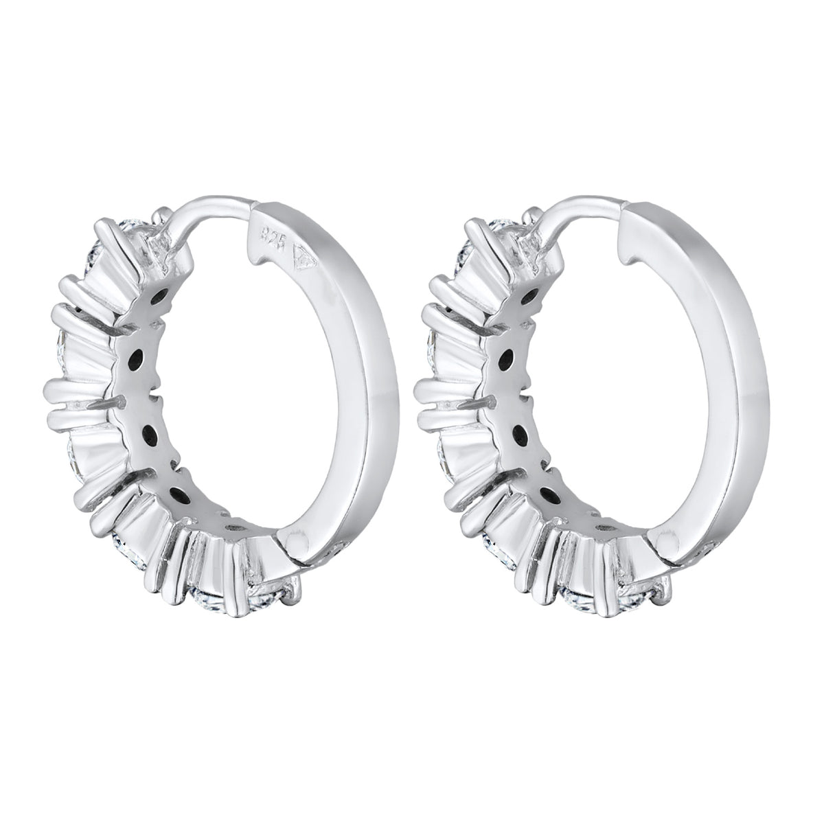 Weiß - Elli | Creolen Basic | Mit Kristallen von Swarovski® (Blau) | 925er Sterling Silber