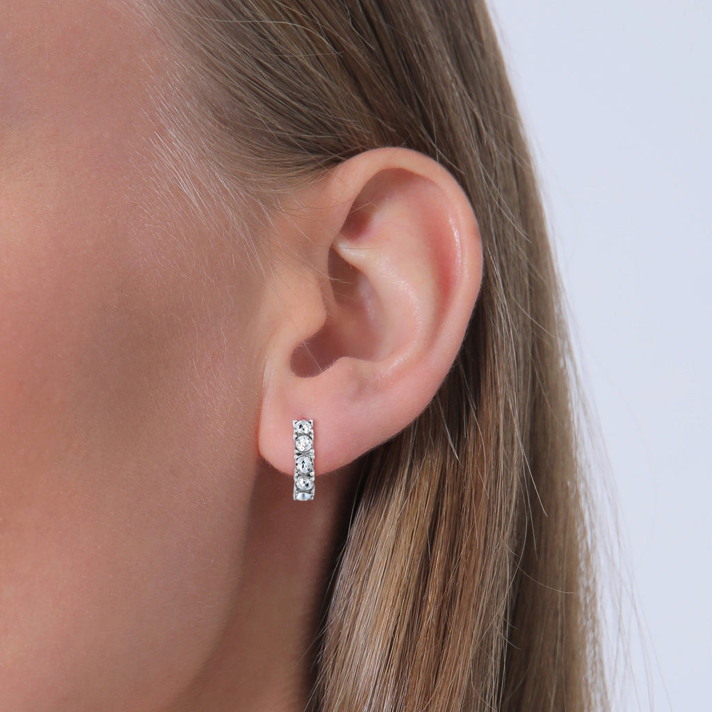 Weiß - Elli | Creolen Basic | Mit Kristallen von Swarovski® (Blau) | 925er Sterling Silber