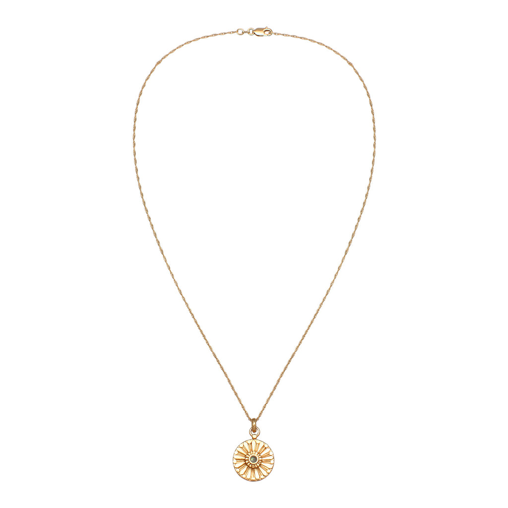 Gold - Elli PREMIUM | Halskette Münze Vintage | Labradorit (Grau) | 925er Sterling Silber vergoldet