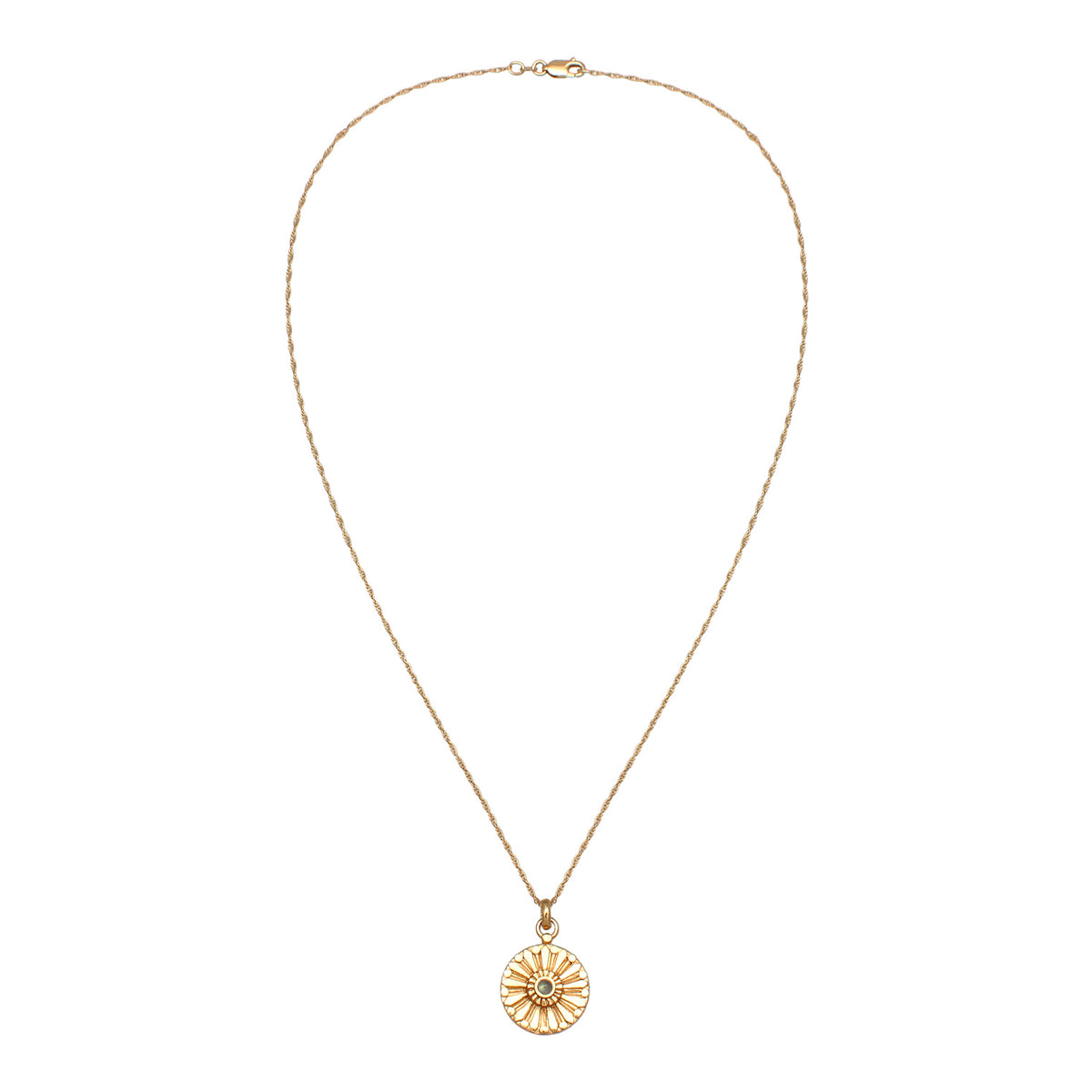 Gold - Elli PREMIUM | Halskette Münze Vintage | Labradorit (Grau) | 925er Sterling Silber vergoldet