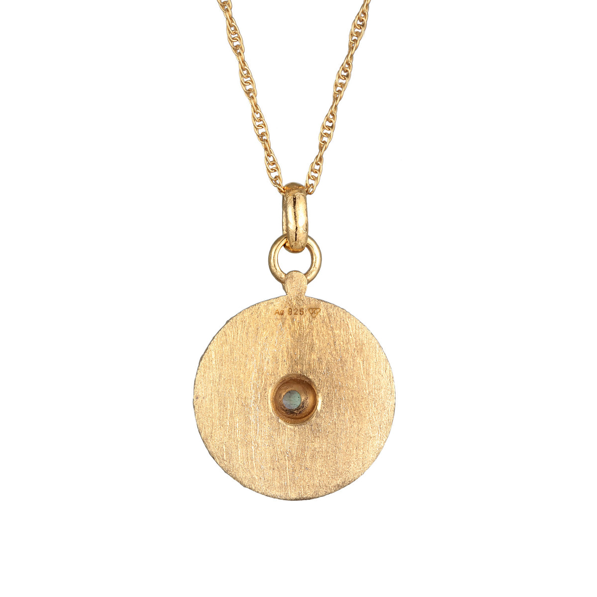 Gold - Elli PREMIUM | Halskette Münze Vintage | Labradorit (Grau) | 925er Sterling Silber vergoldet