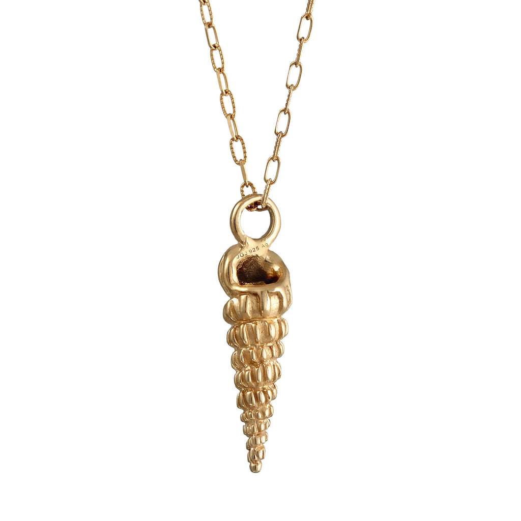 Gold - Elli | Halskette Muschel Anhänger Sommer | 925er Sterling Silber vergoldet