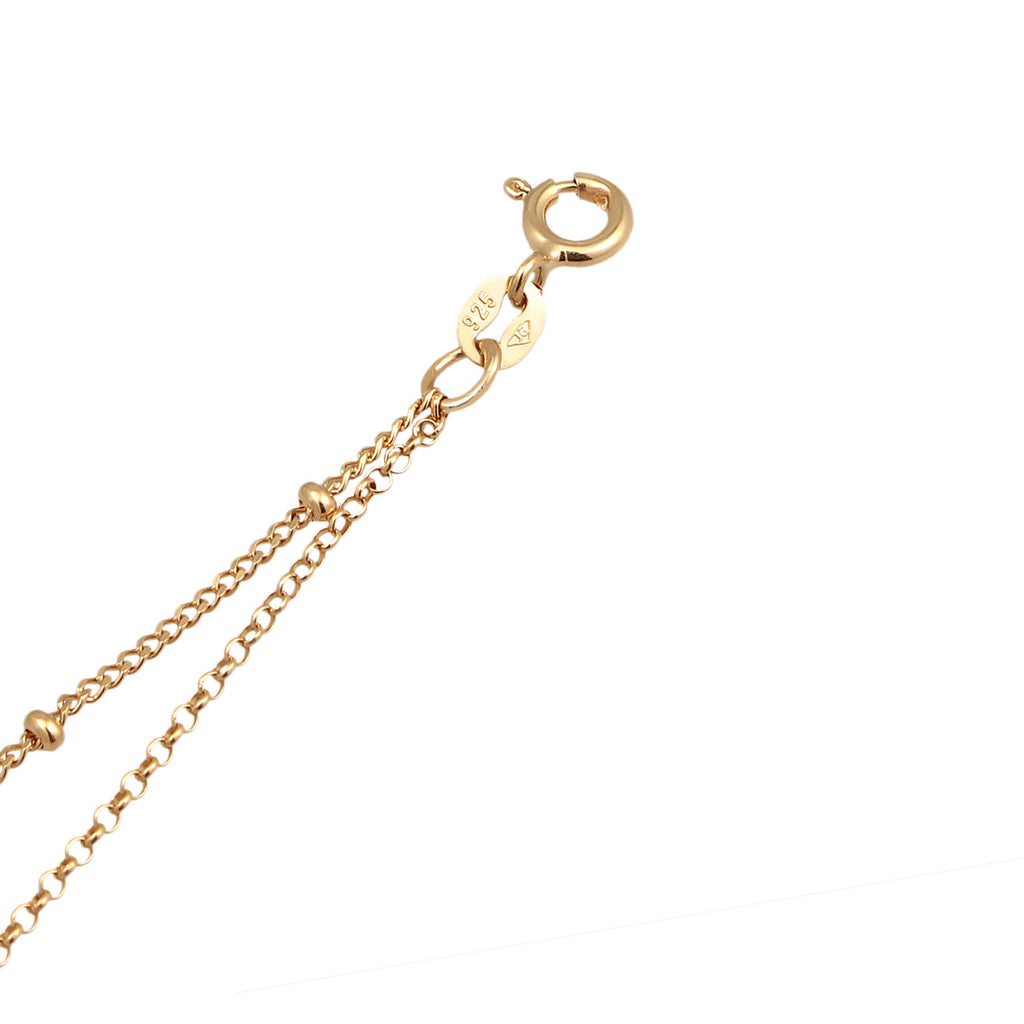 Gold - Elli | Layer-Fußkettchen | Muschelkernperle | 925er Sterling Silber vergoldet