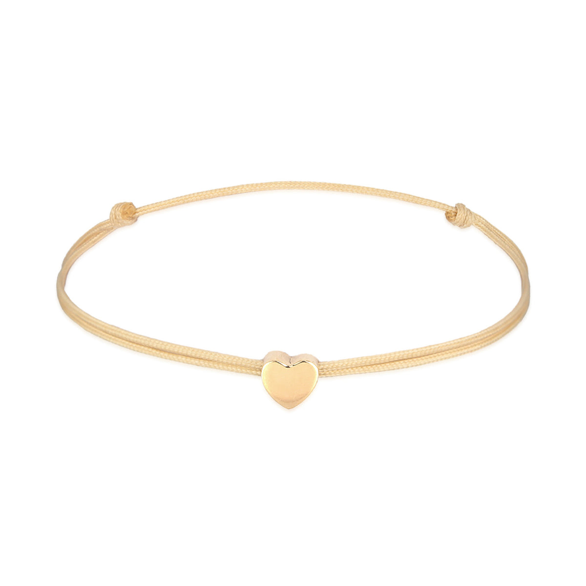Gelb - Elli | Armband Herz | Nylon | 925er Sterling Silber vergoldet