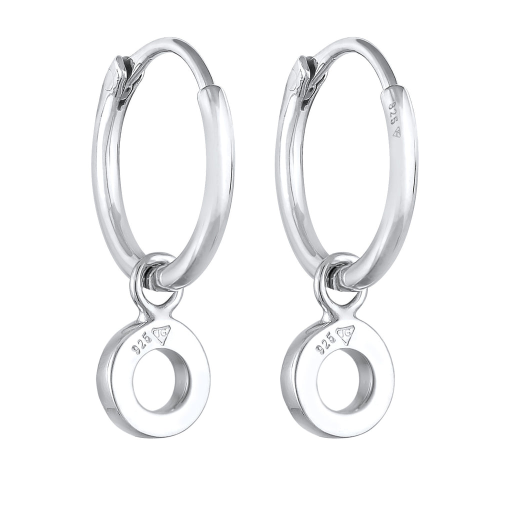 Silber - Elli | Creolen Kreis Anhänger | Mit Kristallen von Swarovski® (Weiß) | 925er Sterling Silber vergoldet