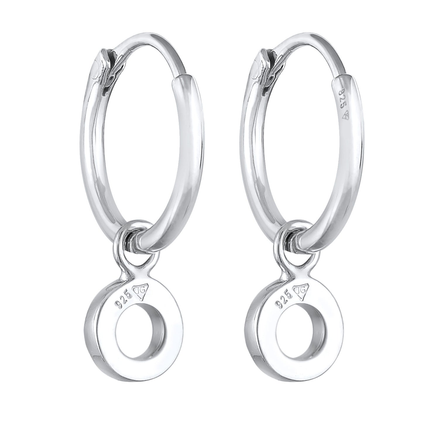 Silber - Elli | Creolen Kreis Anhänger | Mit Kristallen von Swarovski® (Weiß) | 925er Sterling Silber vergoldet
