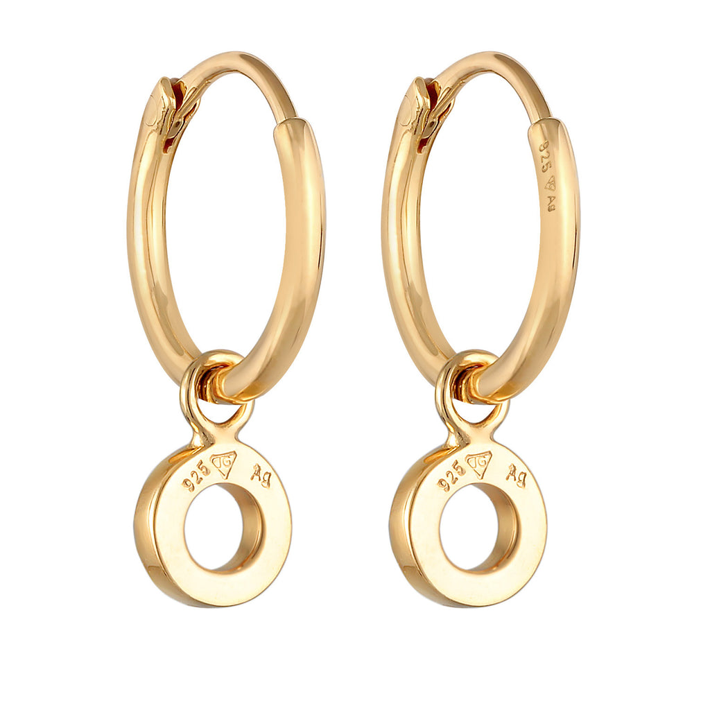 Gold - Elli | Creolen Kreis Anhänger | Mit Kristallen von Swarovski® (Weiß) | 925er Sterling Silber