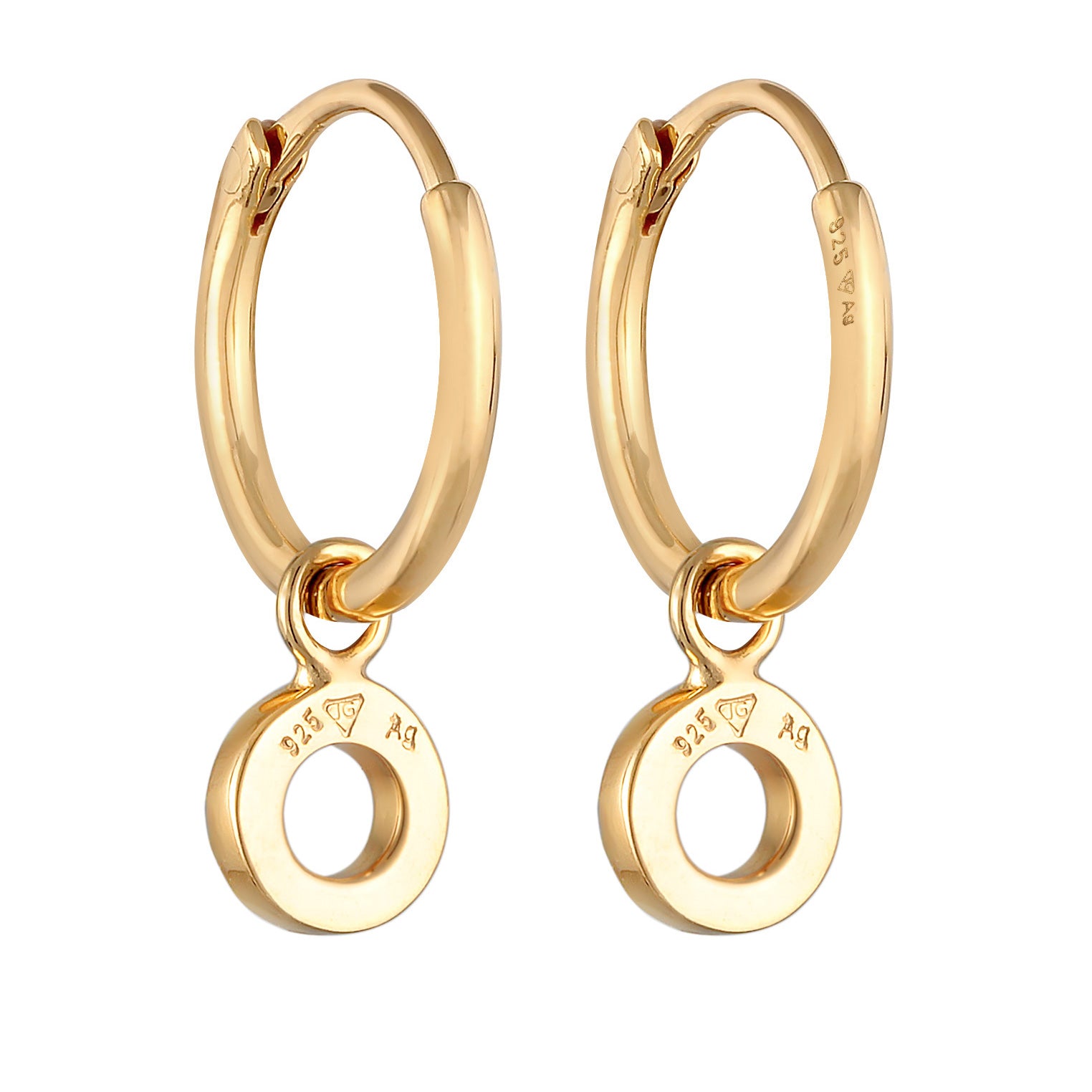 Gold - Elli | Creolen Kreis Anhänger | Mit Kristallen von Swarovski® (Weiß) | 925er Sterling Silber