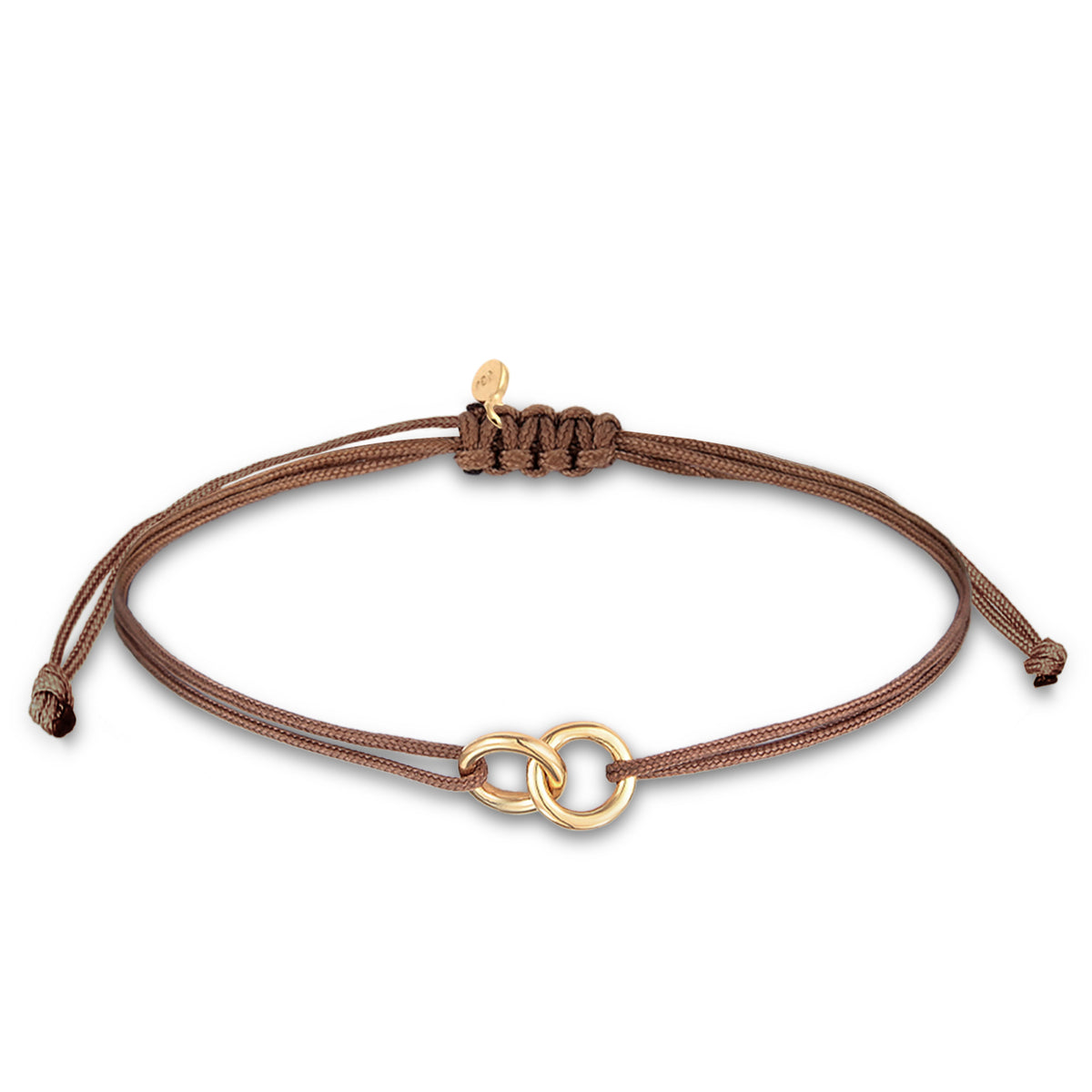 Gold - Elli | Armband Kreis Geo | Nylon (Braun)| 925er Sterling Silber vergoldet