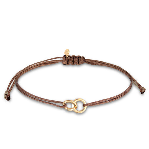 Gold - Elli | Armband Kreis Geo | Nylon (Braun)| 925er Sterling Silber vergoldet