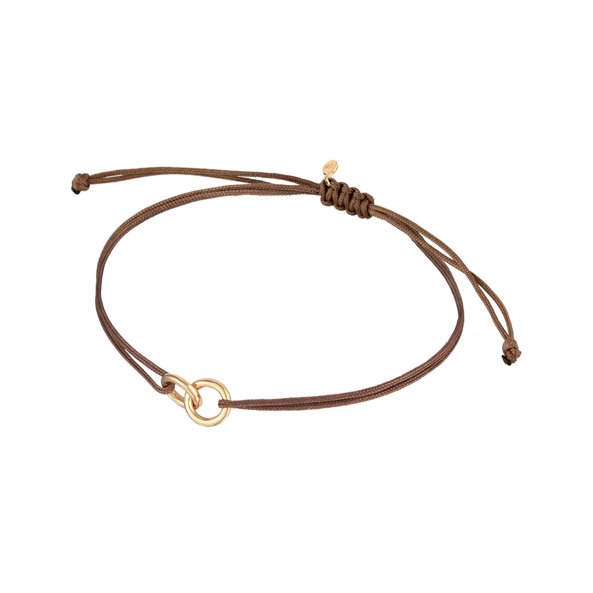 Gold - Elli | Armband Kreis Geo | Nylon (Braun)| 925er Sterling Silber vergoldet