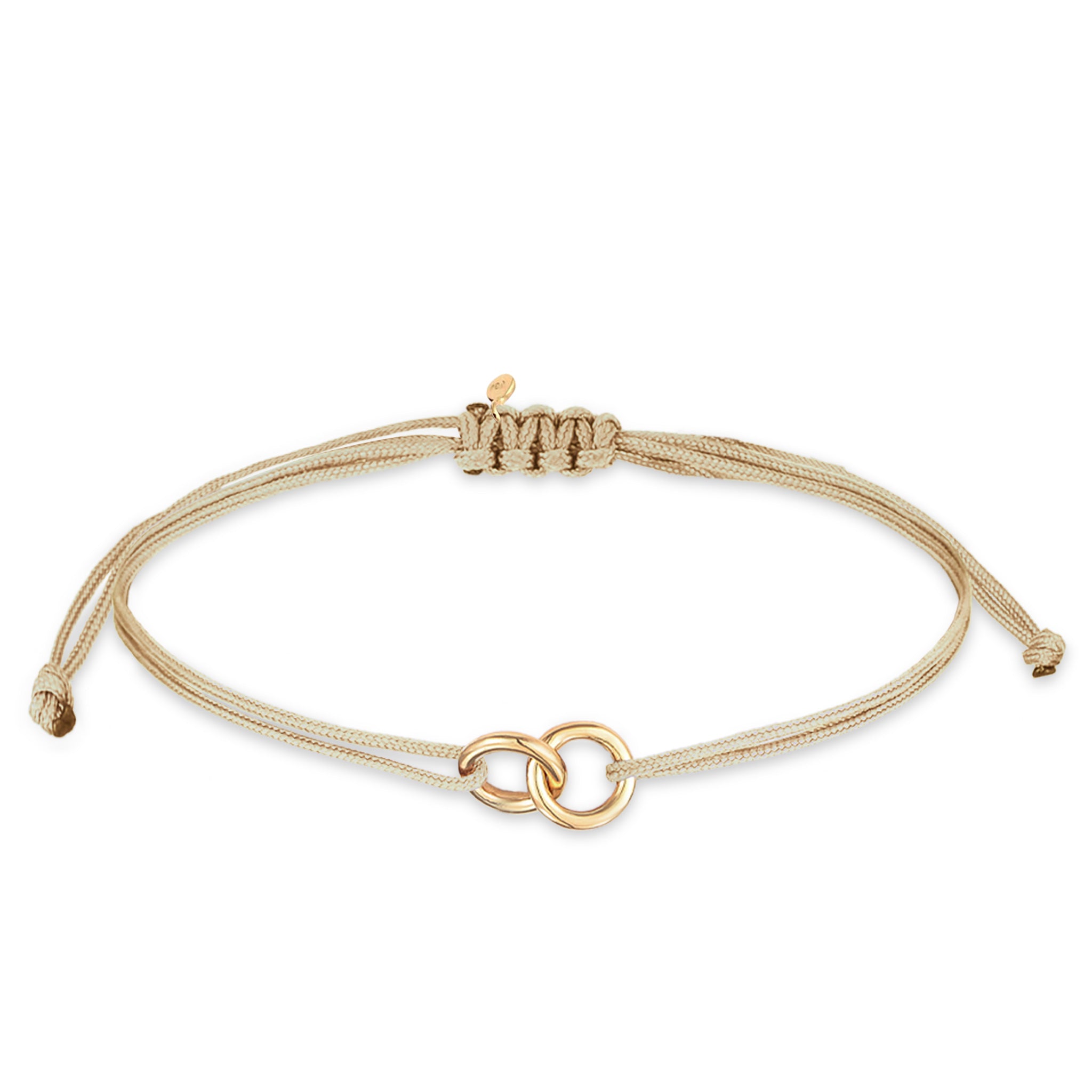 Beige - Elli | Armband Kreis Geo | Nylon | 925er Sterling Silber vergoldet