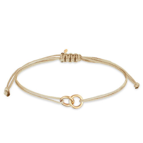 Beige - Elli | Armband Kreis Geo | Nylon | 925er Sterling Silber vergoldet