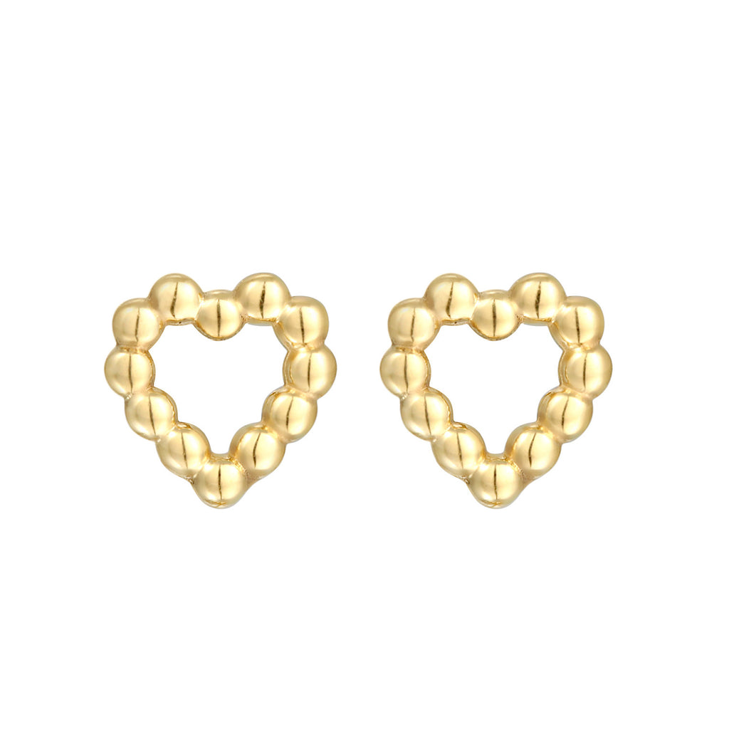 Gold - Elli PREMIUM | Ohrstecker Herz Kugeln | 375er Gelbgold