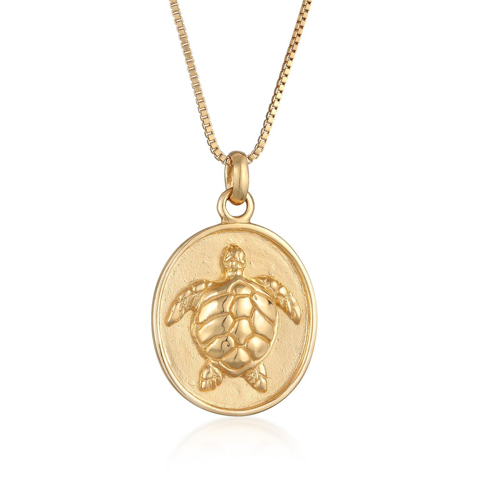 Gold - Elli | Halskette Schildkröte Anhänger | 925er Sterling Silber vergoldet