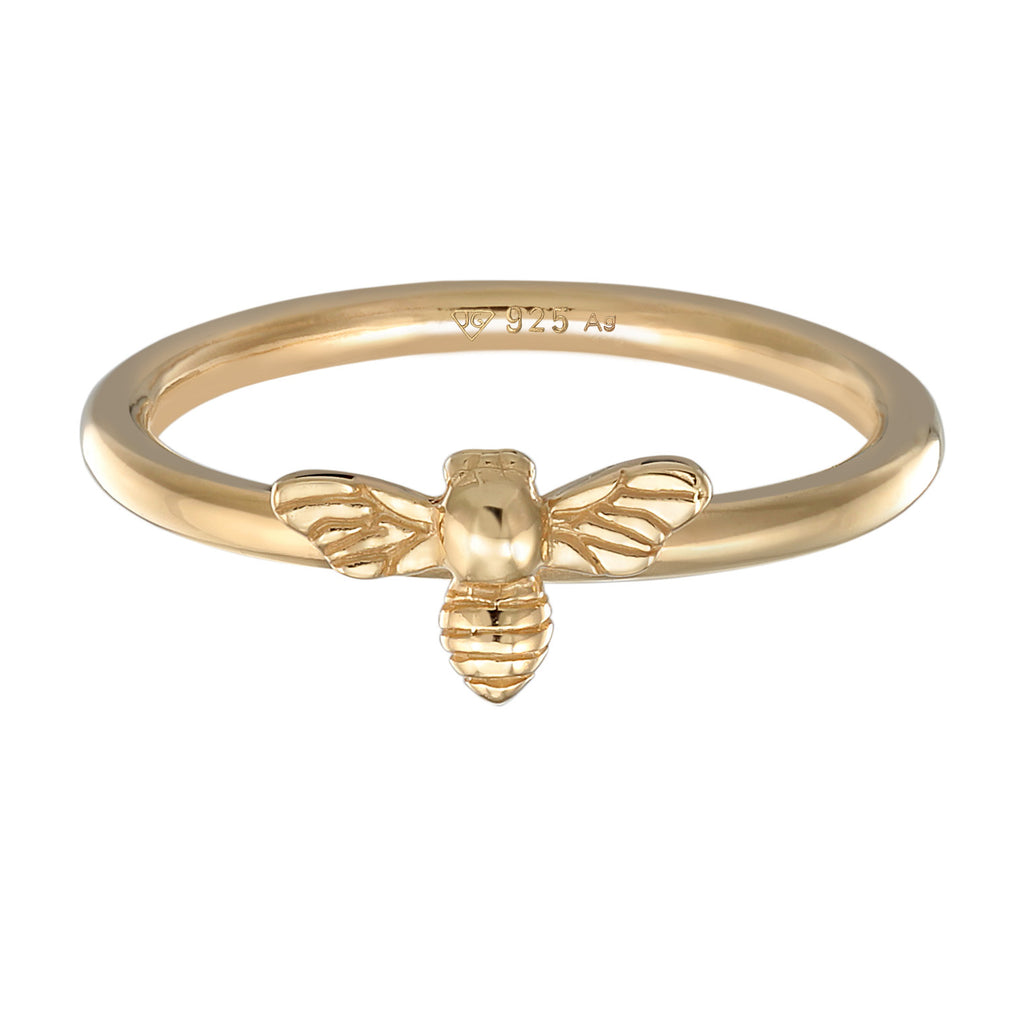 Silber - Elli | Ring Biene Symbol | 925er Sterling Silber vergoldet