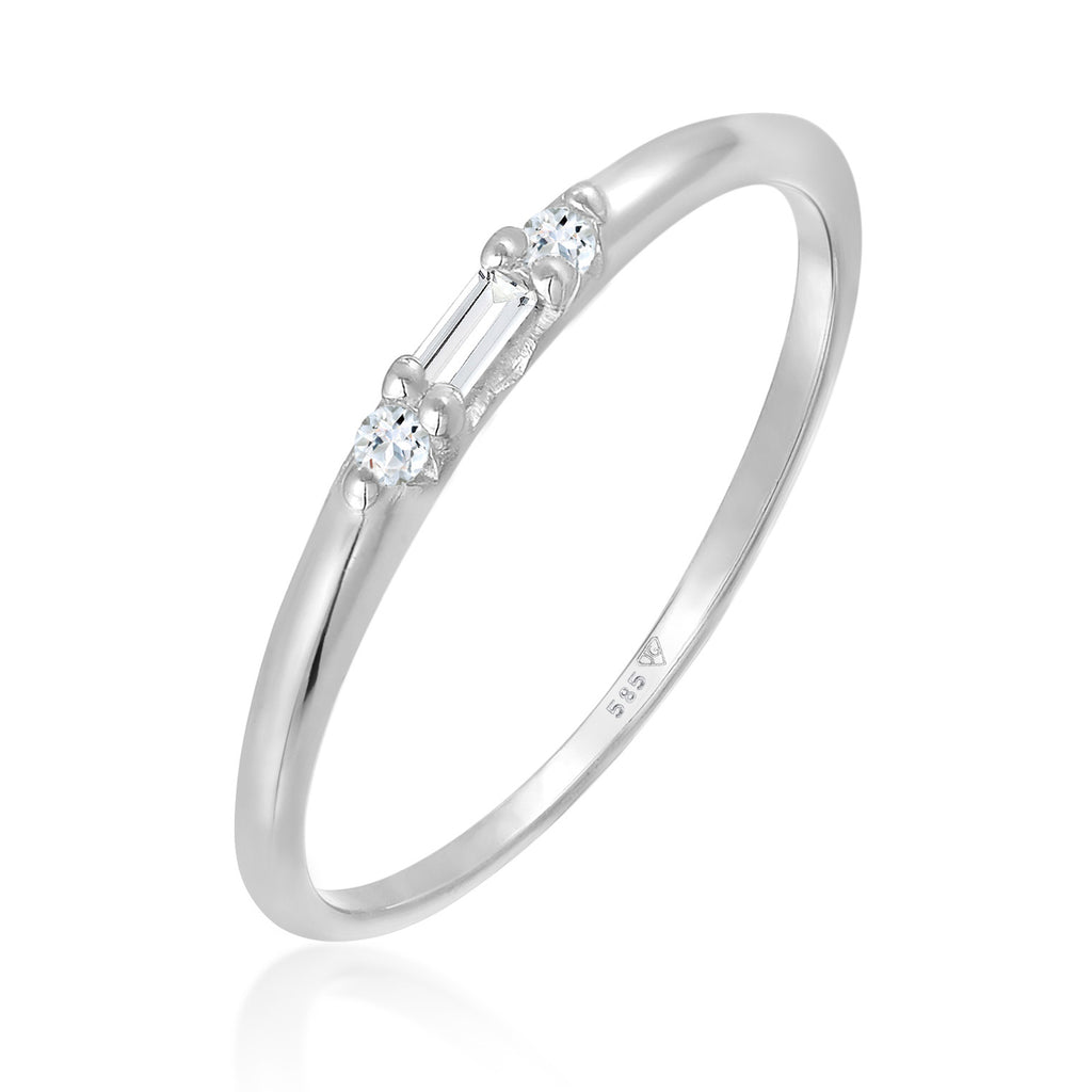 Silber - Elli PREMIUM | Verlobungsring Filigran | Topas (Weiß) | 585er Weißgold