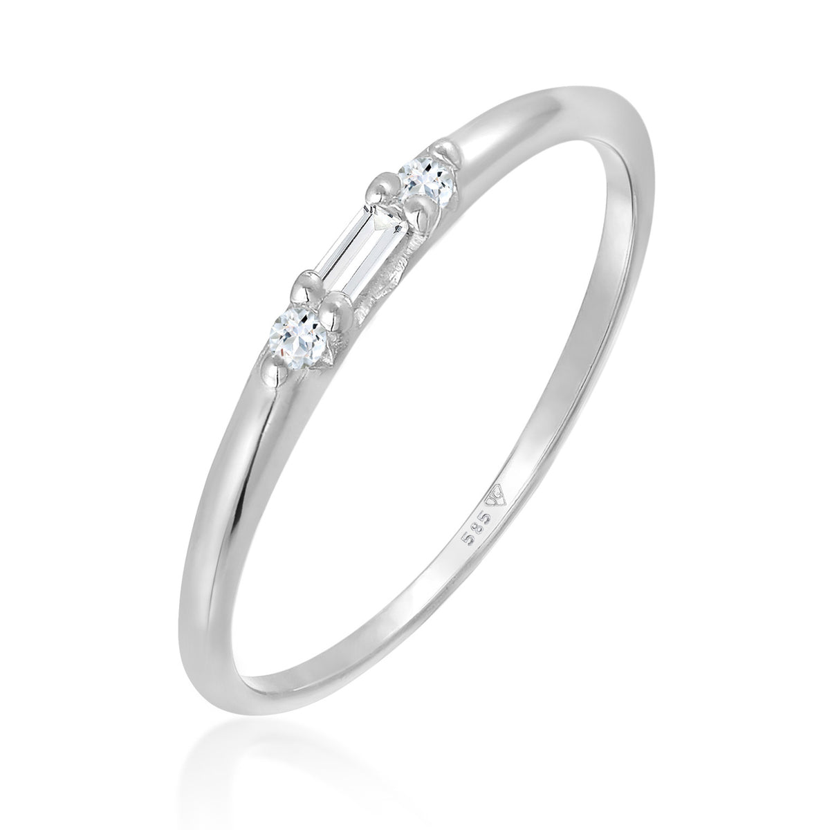 Silber - Elli PREMIUM | Verlobungsring Filigran | Topas (Weiß) | 585er Weißgold