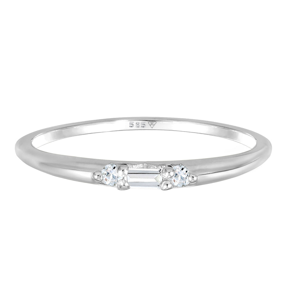 Silber - Elli PREMIUM | Verlobungsring Filigran | Topas (Weiß) | 585er Weißgold