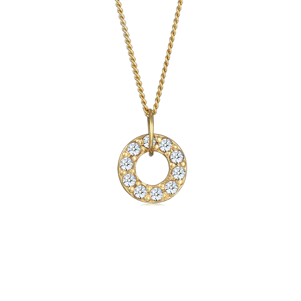 Gold - Elli PREMIUM | Halskette Kreis Anhänger | Topas (Weiß) | 375er Gelbgold