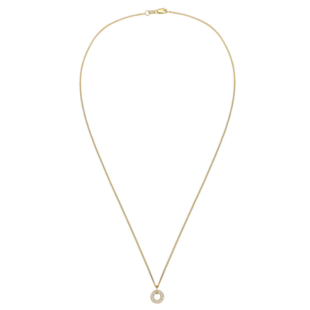 Gold - Elli PREMIUM | Halskette Kreis Anhänger | Topas (Weiß) | 375er Gelbgold