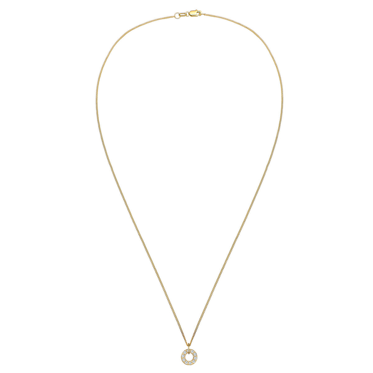 Gold - Elli PREMIUM | Halskette Kreis Anhänger | Topas (Weiß) | 375er Gelbgold