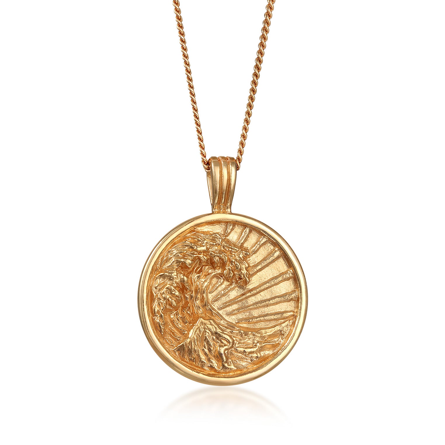Gold - Elli | Halskette Plättchen Welle | 925er Sterling Silber vergoldet