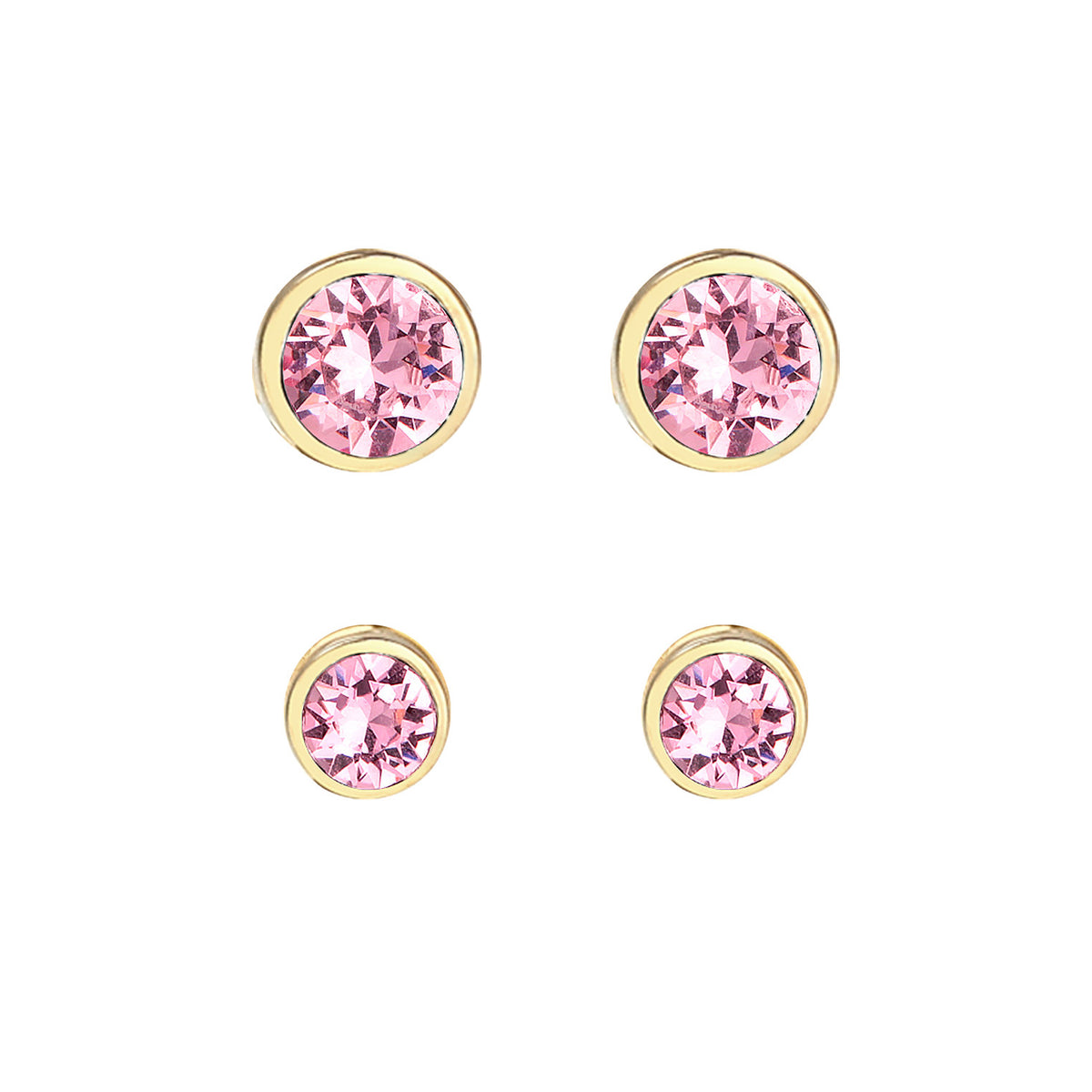 Gold - Elli | Ohrringset Basic | Mit Kristallen von Swarovski® (Rosa) | 925er Sterling Silber Vergoldet
