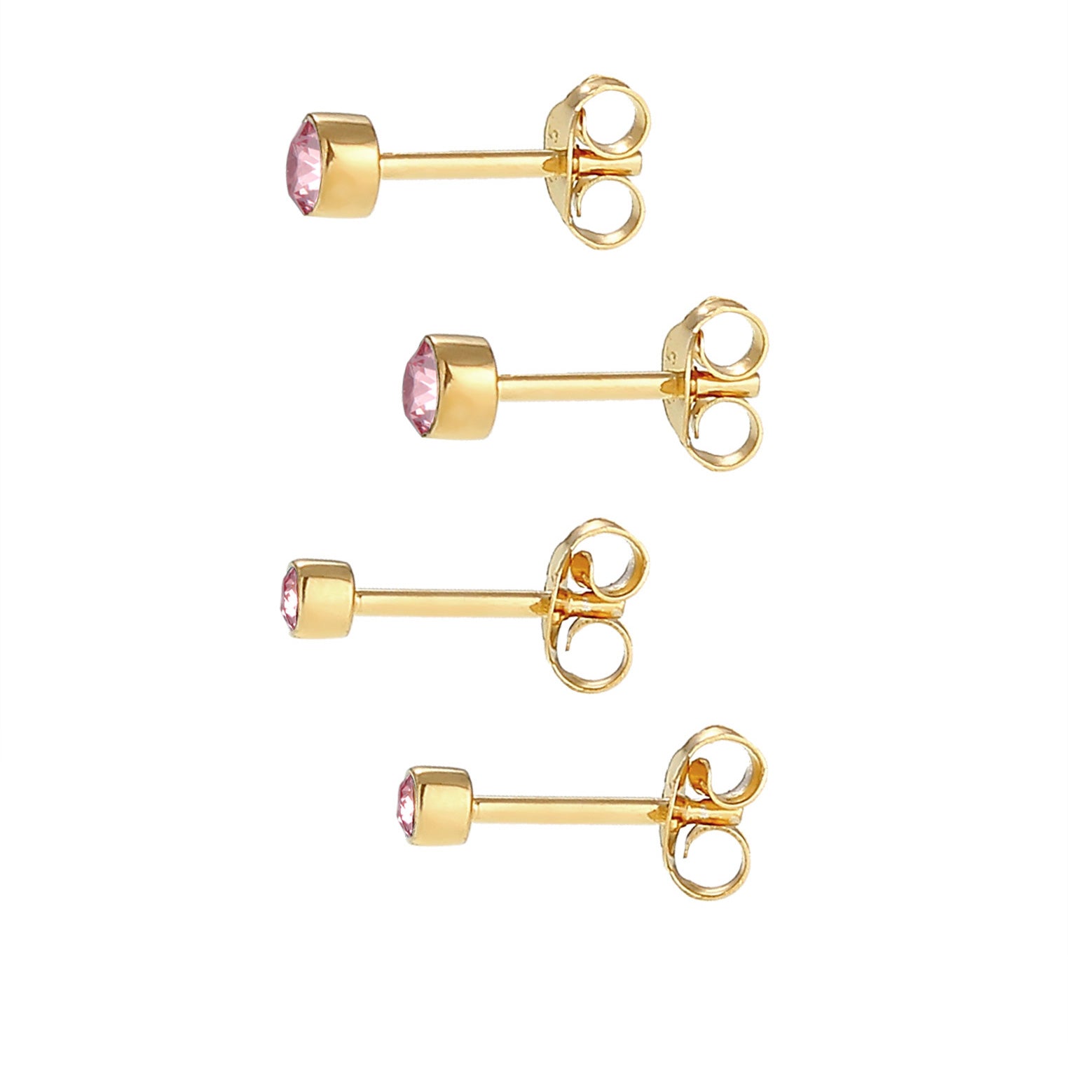 Gold - Elli | Ohrringset Basic | Kristall (Rosa) | 925er Sterling Silber Vergoldet