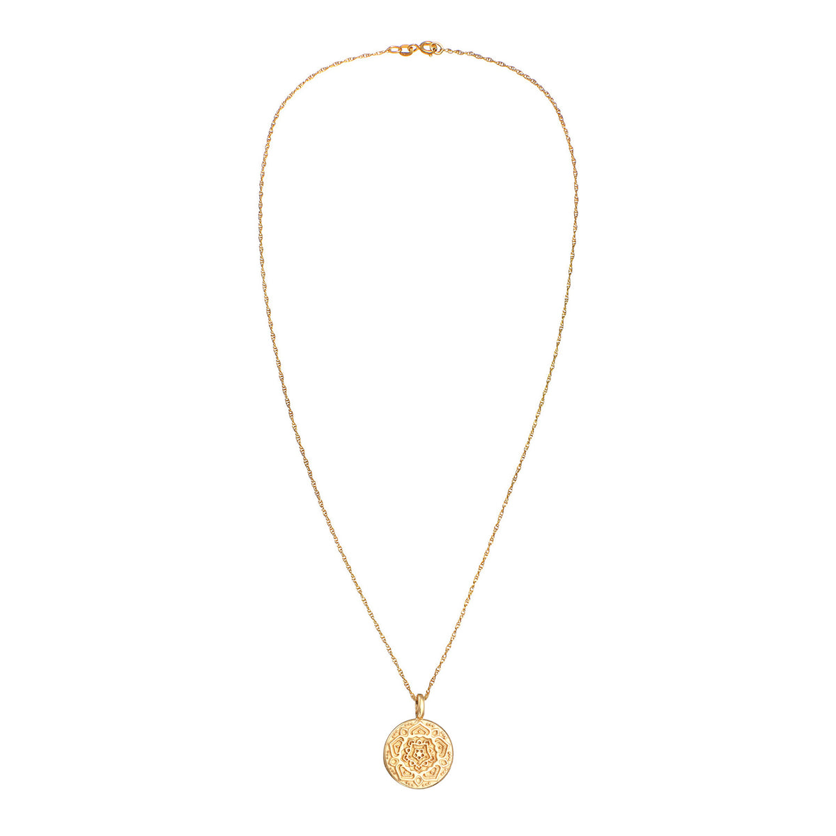 Gold - Elli | Halskette Plättchen Mandala | 925er Sterling Silber vergoldet