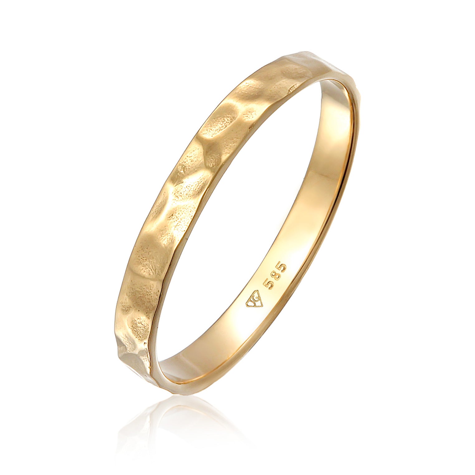 Gold - Elli PREMIUM | Bandring Gehämmert | 375er Gelbgold