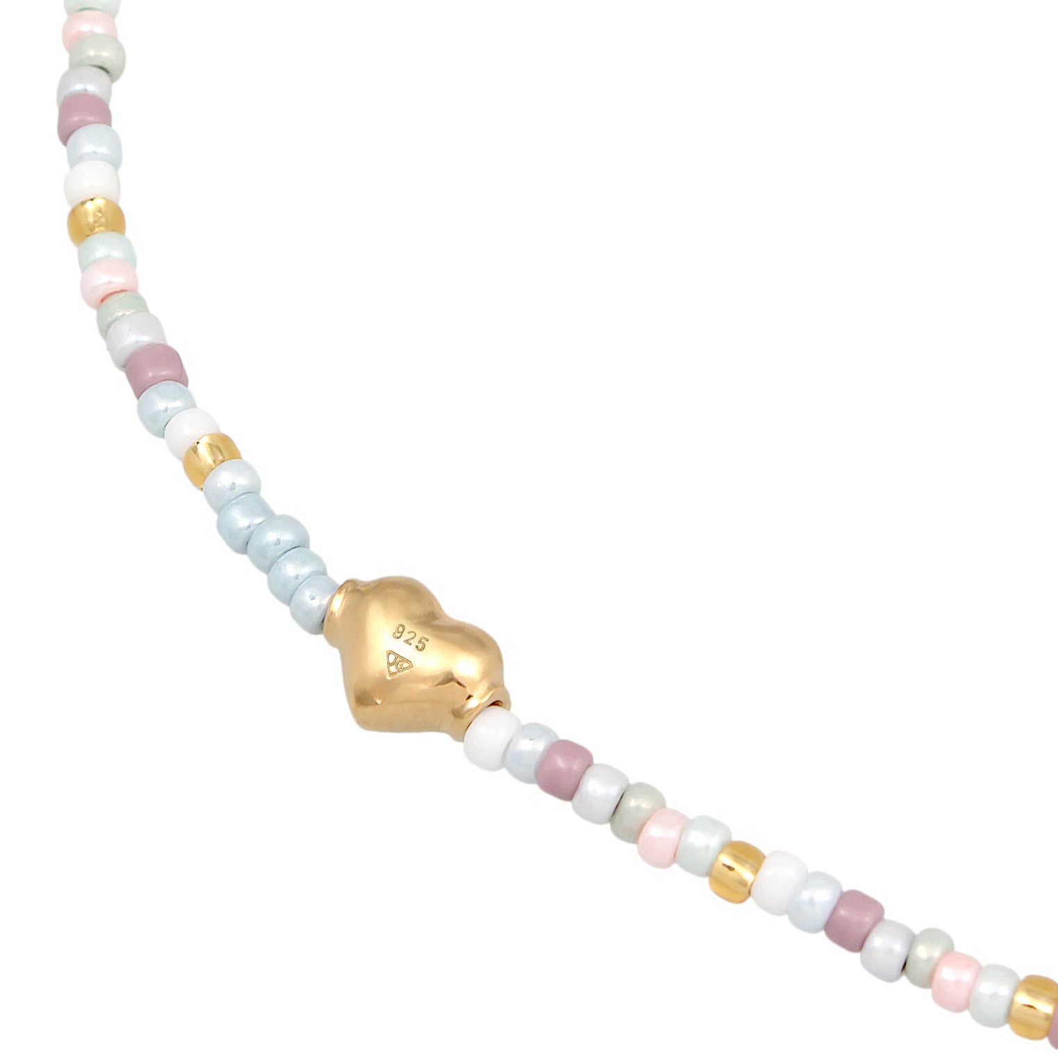 Gold - Elli | Armband Herz Beads Bunt | Glasperlen | 925er Sterling Silber vergoldet