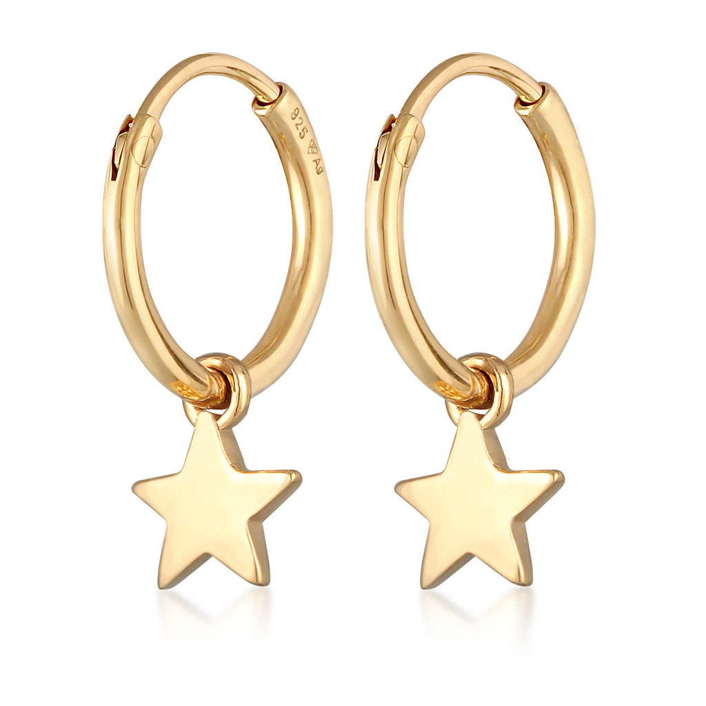 Gold - Elli | Creolen Stern | 925er Sterling Silber vergoldet