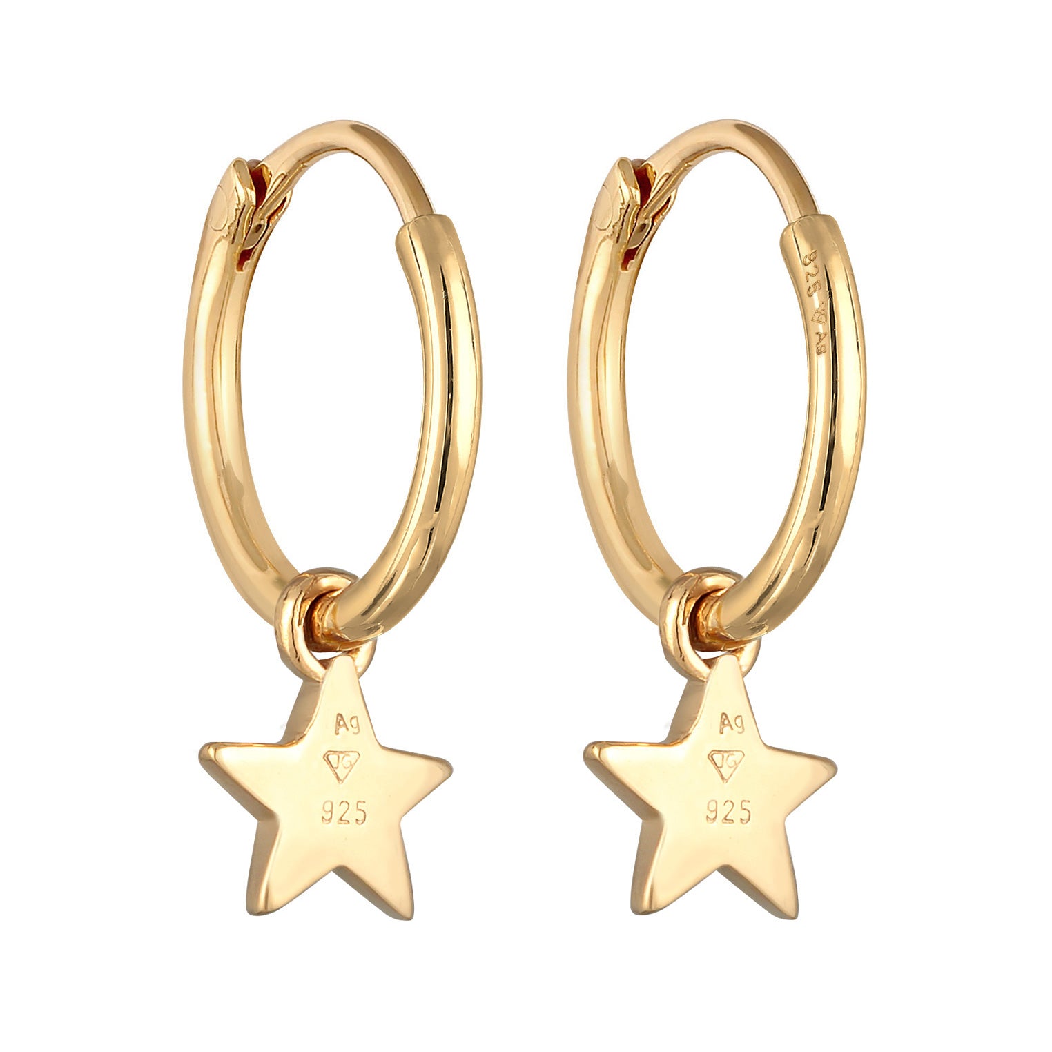 Gold - Elli | Creolen Stern | 925er Sterling Silber vergoldet