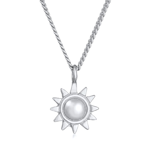 Silber - Elli | Halskette Sonne Anhänger | 925er Sterling Silber