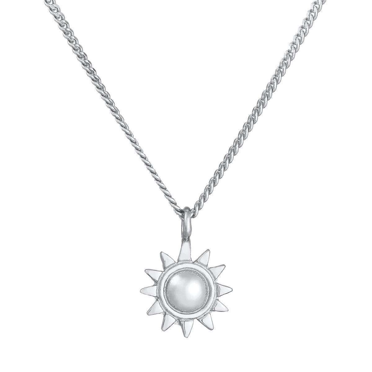 Silber - Elli | Halskette Sonne Anhänger | 925er Sterling Silber