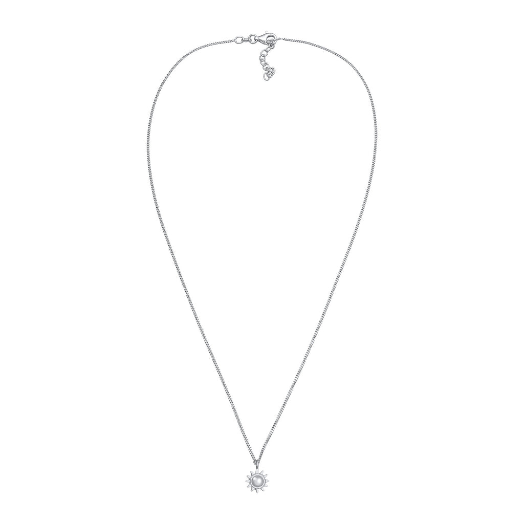 Silber - Elli | Halskette Sonne Anhänger | 925er Sterling Silber