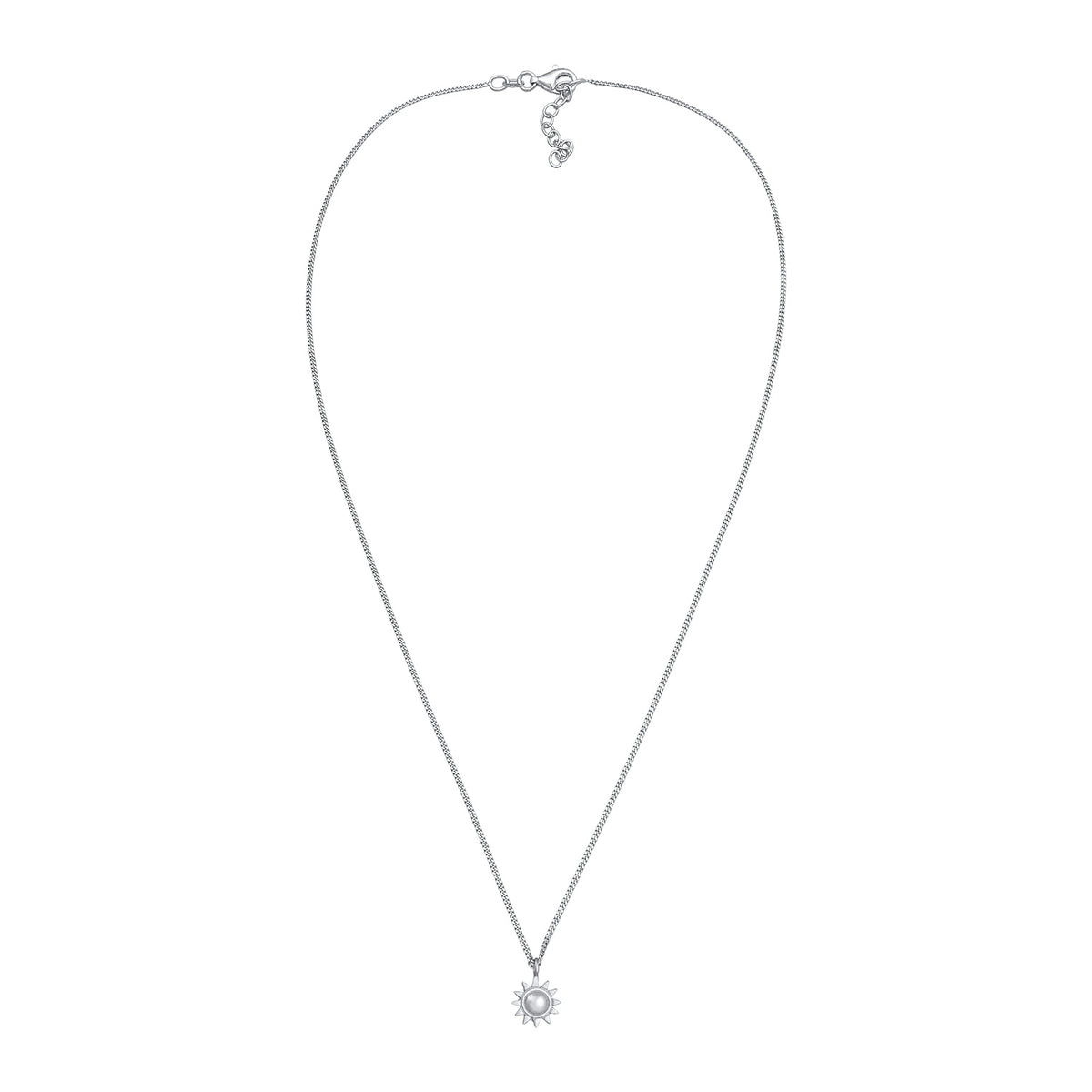 Silber - Elli | Halskette Sonne Anhänger | 925er Sterling Silber