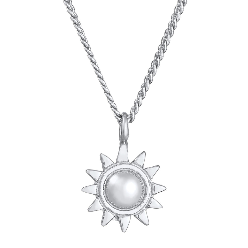 Silber - Elli | Halskette Sonne Anhänger | 925er Sterling Silber