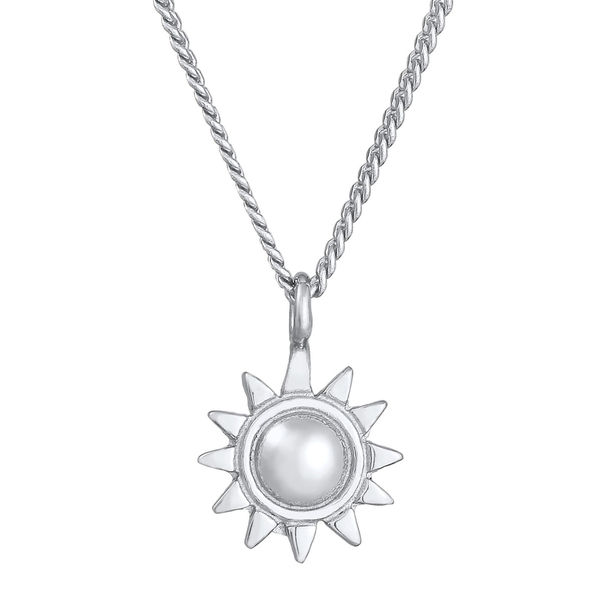 Silber - Elli | Halskette Sonne Anhänger | 925er Sterling Silber