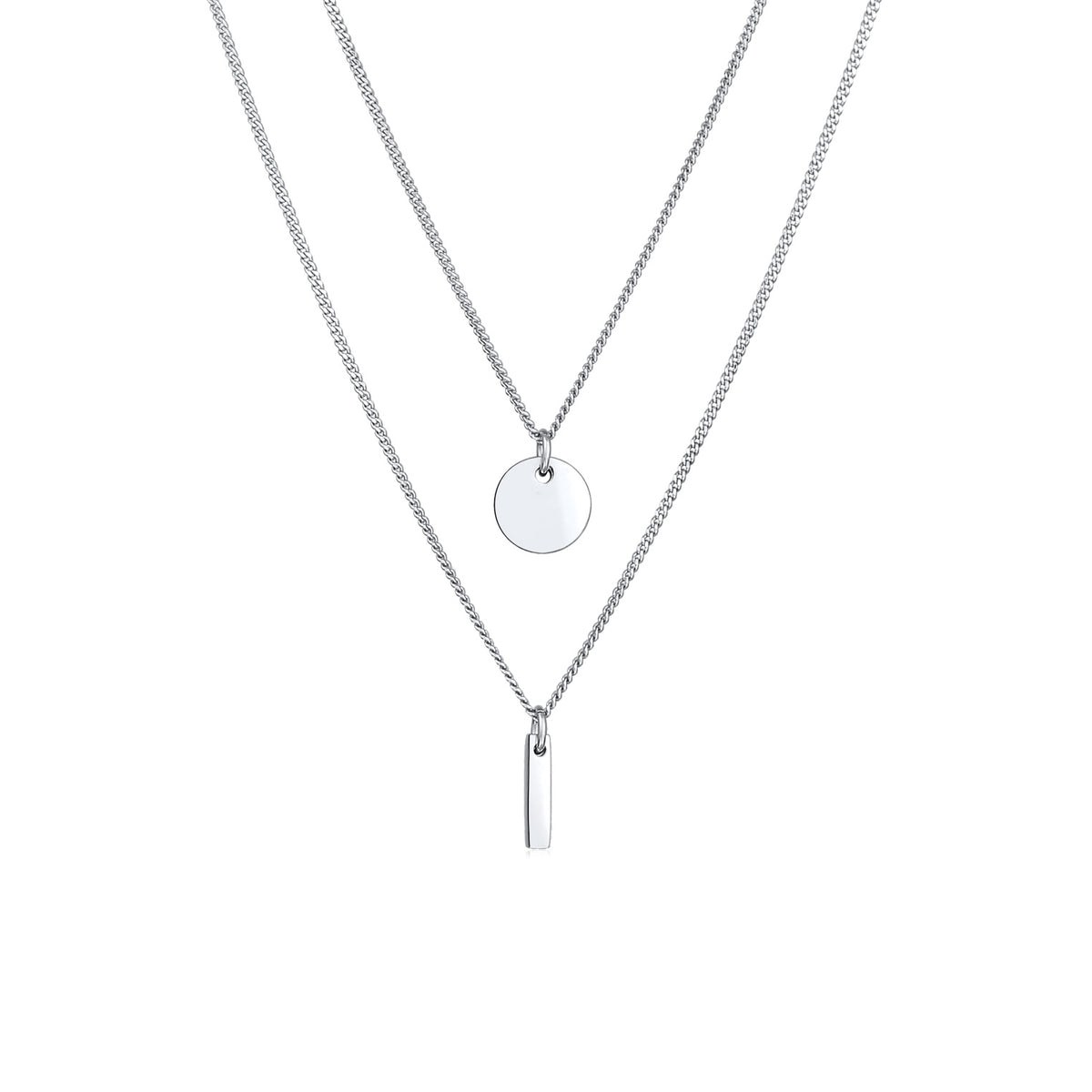 Silber - Elli | Layer-Halskette Stab Geo | 925er Sterling Silber