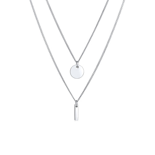 Silber - Elli | Layer-Halskette Stab Geo | 925er Sterling Silber