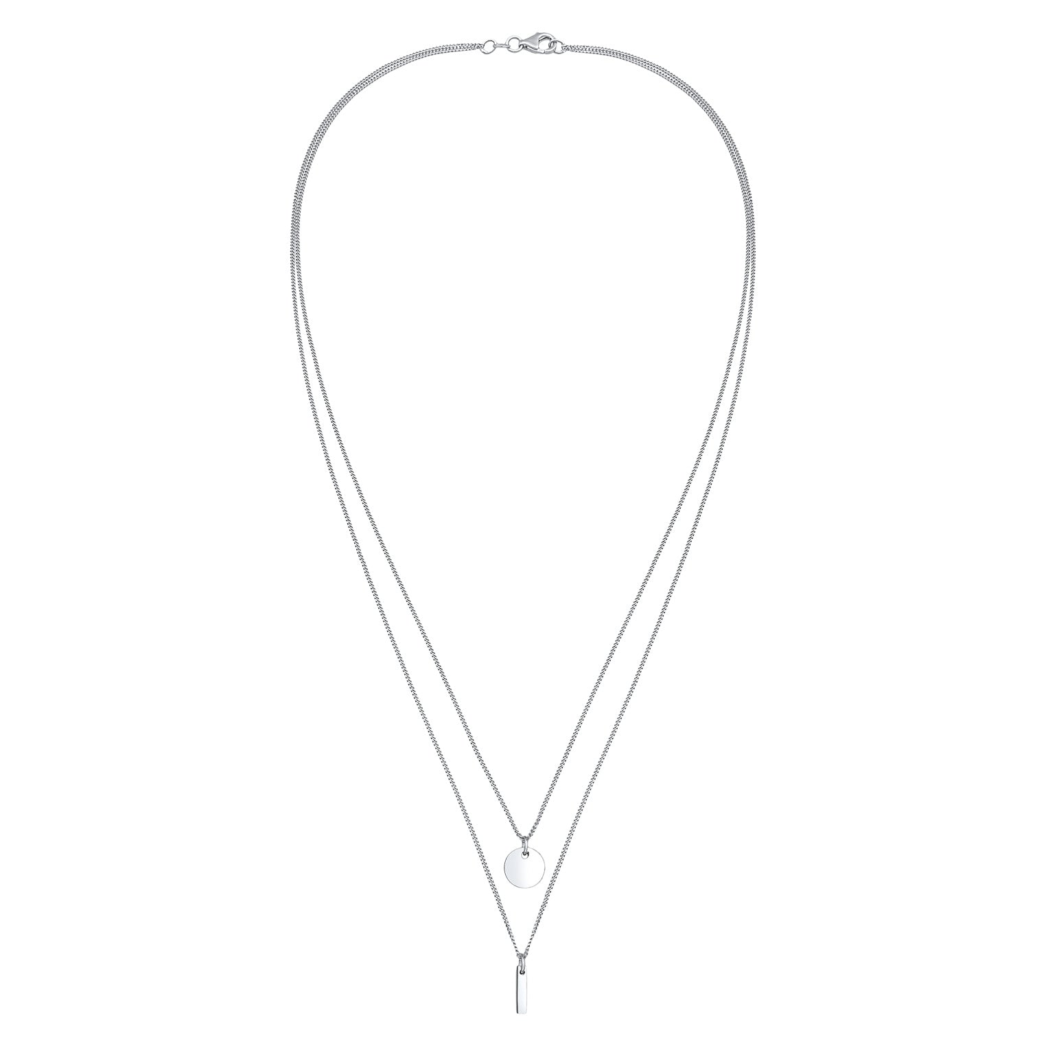 Silber - Elli | Layer-Halskette Stab Geo | 925er Sterling Silber