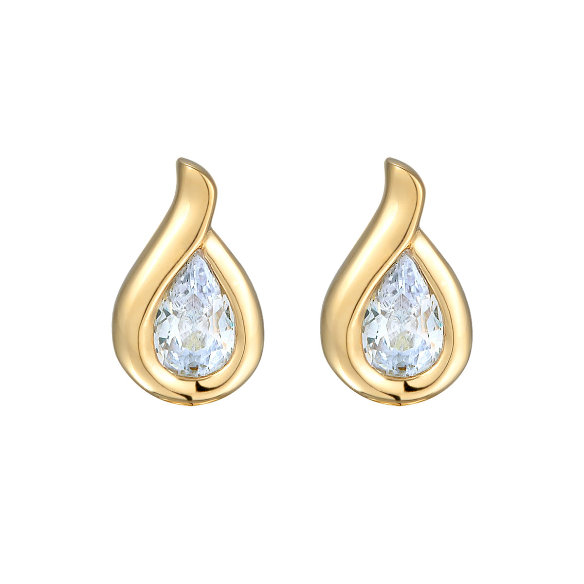 Gold - Elli PREMIUM | Ohrstecker Tropfen | Zirkonia (Weiß) | 585er Gelbgold